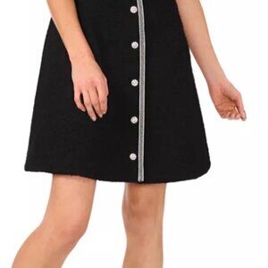 NWT CeCe Women's Tweed Short-Sleeve Button-Front Shift Dress. Size